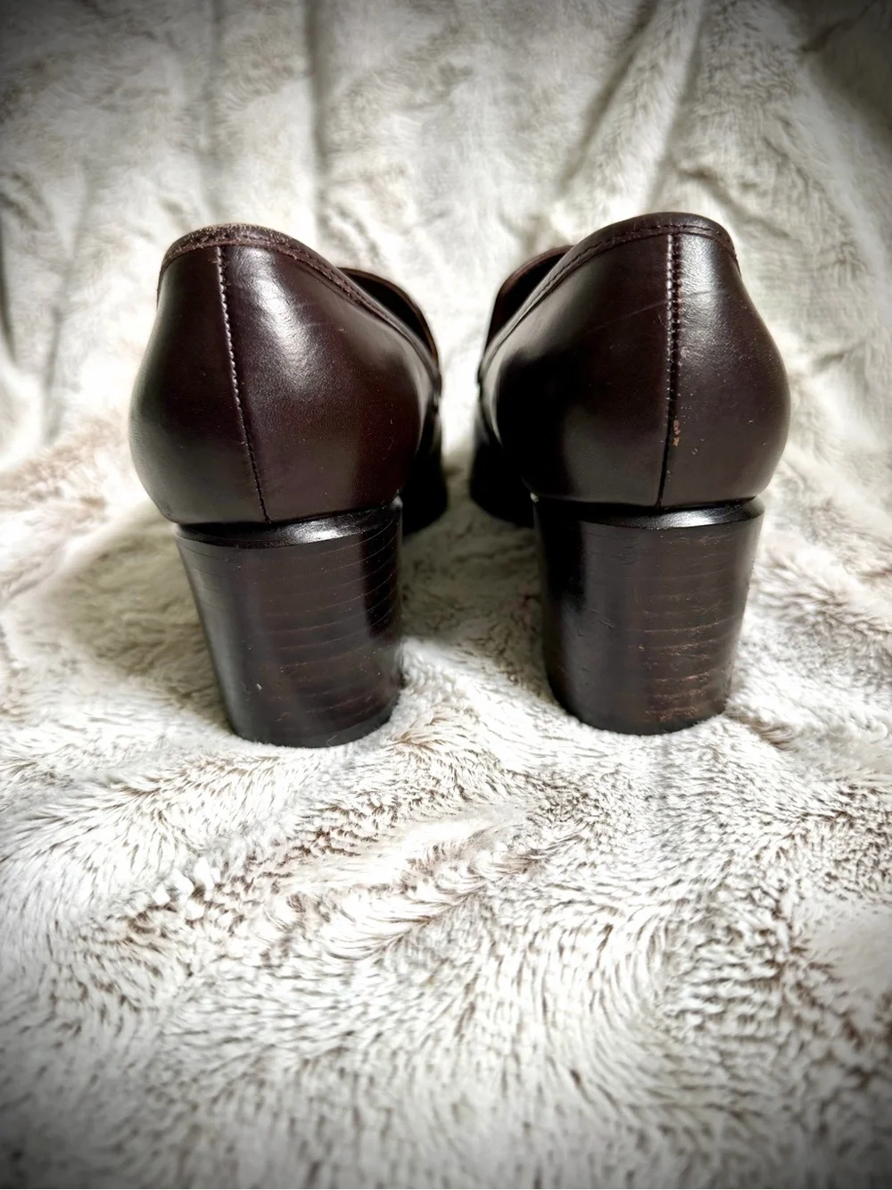 Women’s Brown Leather Slip-On Heeled Loafers